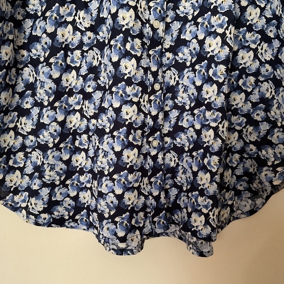 NWT POLO RALPH LAUREN BLUE MULTI FLORAL LINEN CUFFED DOLMAN SLEEVE BUTTON DOWN - Picture 6 of 15